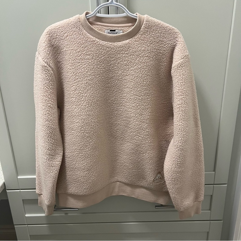 TOPMAN Sherpa Beige Sweatshirt - Women's Size Med, Men's Size XS
